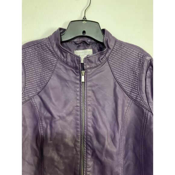Christopher & Banks Faux Leather Purple Plum Moto Jacket Womens Size X-Large - Picture 5 of 8